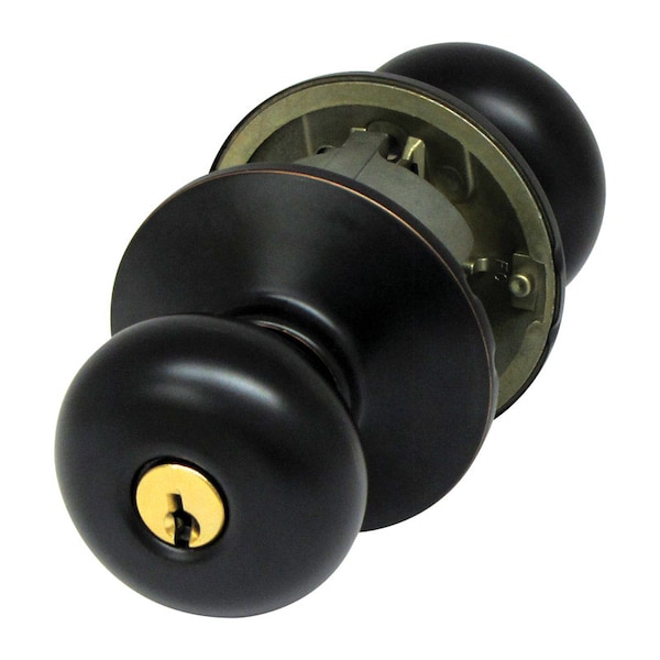 Schlage Plymouth Aged Bronze Entry Door Knob 1-3/4 in. F51VPLY716 - main
